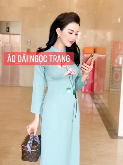 Áo dài lụa Tây Thi thêu tay kèm Quần