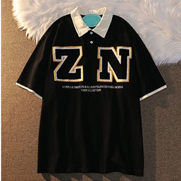 Áo Thun Ngắn Tay Thêu Chữ Phong Cách Vintage Cho Nữ