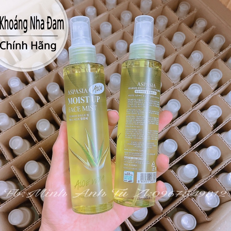 Xịt khoáng lô hội Aspasia Moist Up Face Mist Hàn Quốc 150ml khoáng nha đam dưỡng trắng da chính hãng