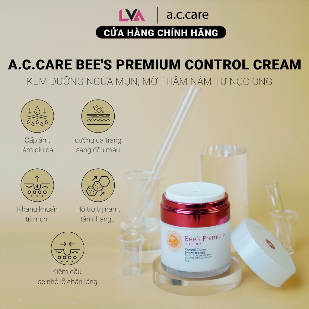 Kem dưỡng ngừa mụn, mờ thâm nám từ nọc ong AC Care Bee's Premium Control Cream 55g