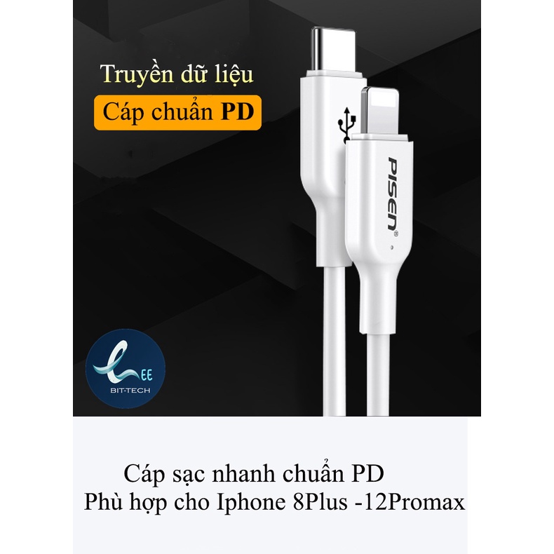 Cáp sạc Pisen USB 2.4/ PD20W Lining & Type-C