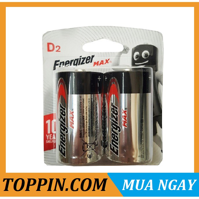 [TOPPIN] Pin đại D Energizer Alkaline 1.5v Max E95 - Chính Hãng - Vỉ 2 viên
