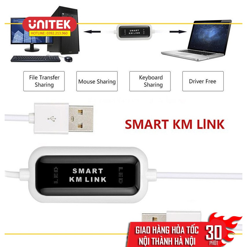 Cáp USB Chuyển Đổi Dữ Liệu Kết Nối Máy Tính Với Máy Tính Đồng Bộ Bàn Phím Chuột Smart KM Link