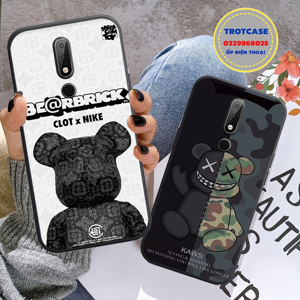 Ốp điện thoại Nokia X5 / Nolkia X6 / Nokia 7.1 - in hình bearbrick nền trắng và gấu love your self siêu đẹp
