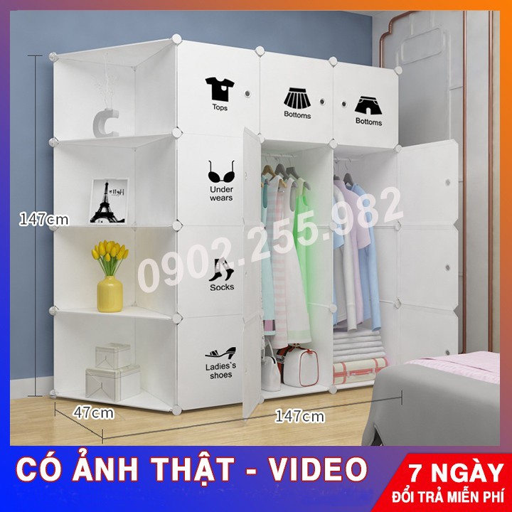 TỦ NHỰA GHÉP 16 Ô (GỒM 4 KỆ GÓC) VÁY ÁO CHO BÉ ĐỂ ĐỒ ĐA NĂNG THÔNG MINH sâu 47cm