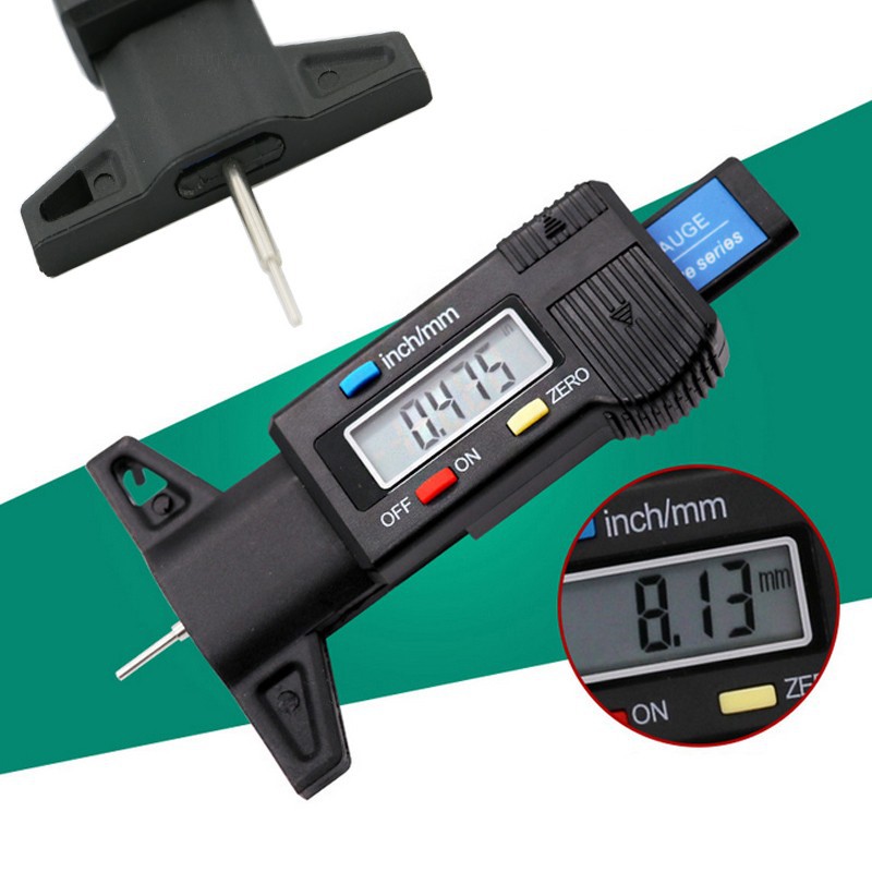 1 Thước Đo Độ Sâu Lốp Xe Màn Hình LCD Kỹ Thuật Số Màu Đen Độ Chính Xác Cao
