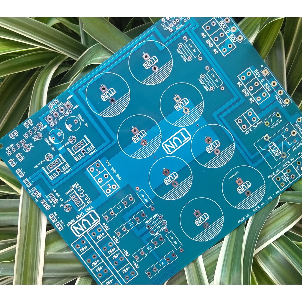 PCB mạch nguồn 8 tụ class H, mạch nguồn amply, mạch chưa gồm linh kiện.