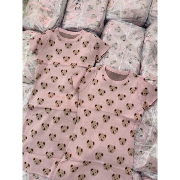 Váy len nữ body gấu hồng chất len tăm co giãn form ôm siêu đẹp