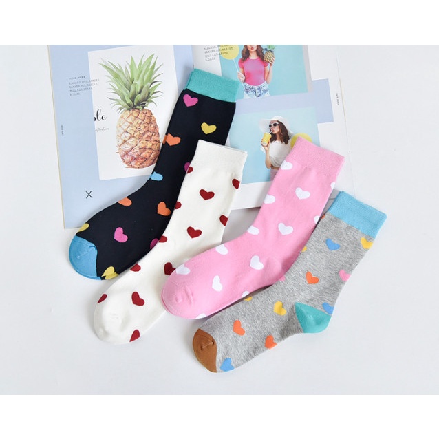 Vớ Tất cotton cao cổ hình trái tim phong cách dễ thương, trẻ trung &amp; năng động.
