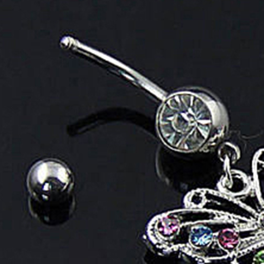 Khuyên rốn hình bươm bướm đính đá nhiều màu sắc