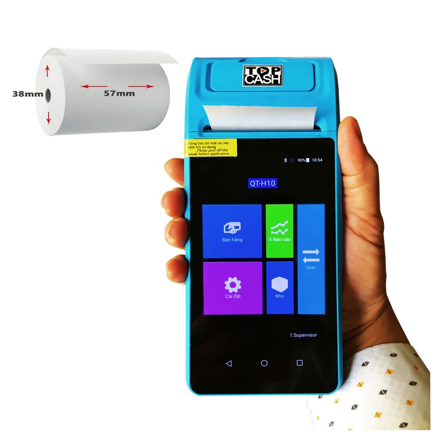 1 Thùng 50 cuộn giấy In Nhiệt, in bill K57 Cho Máy Cà Thẻ, Pos cầm tay Now Delivery/ Grab / Goviet 57x38