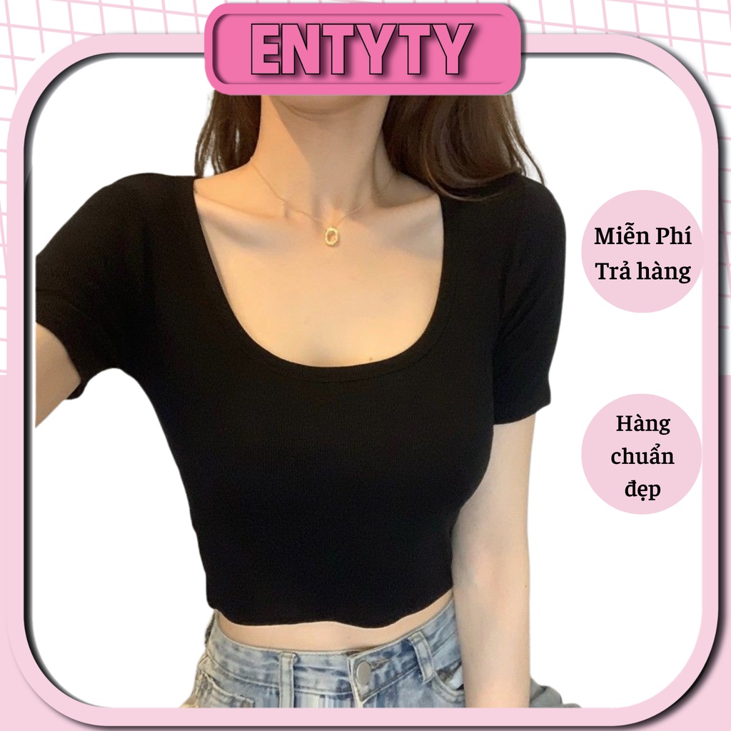 ÁO CROPTOP TAY NGẮN Cổ U BORIP XỊN NTTshop A3-UU