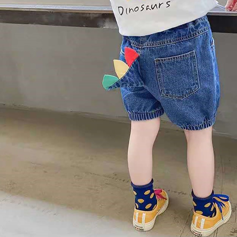 Quần Short Jean Chất Bò Co Giãn Xuất Xịn Hình Khủng Long Cho Bé Trai Và Bé Gái BOBO QS02