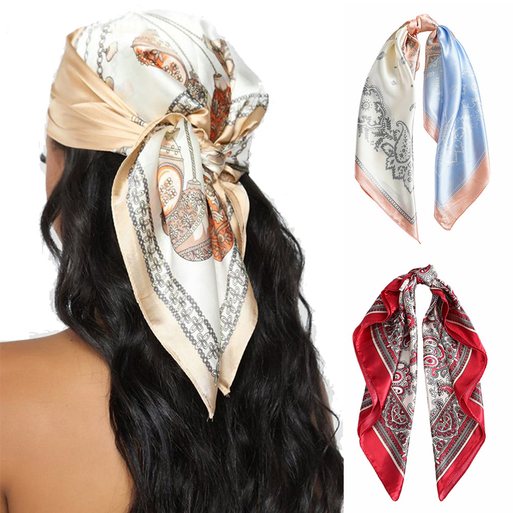 Khăn quàng cổ buộc tóc phong cách Bohemia họa tiết hoa hợp thời trang cho nữ