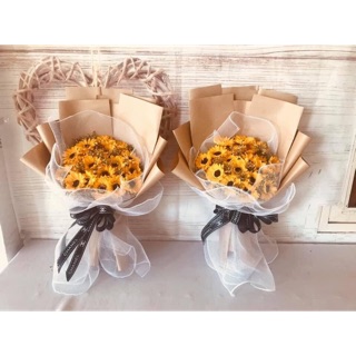 (Mẫu mới) Bó hoa sáp hướng dương mix hoa khô tự nhiên các mẫu