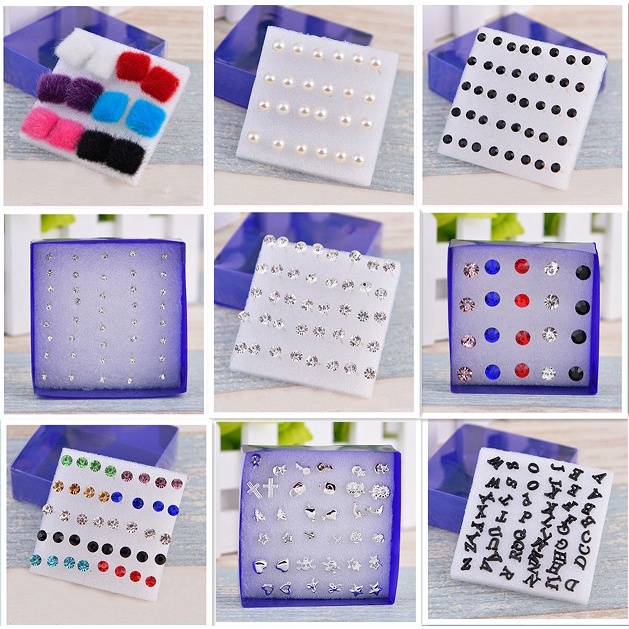 Set khuyên tai nhựa mini thời trang đơn giản