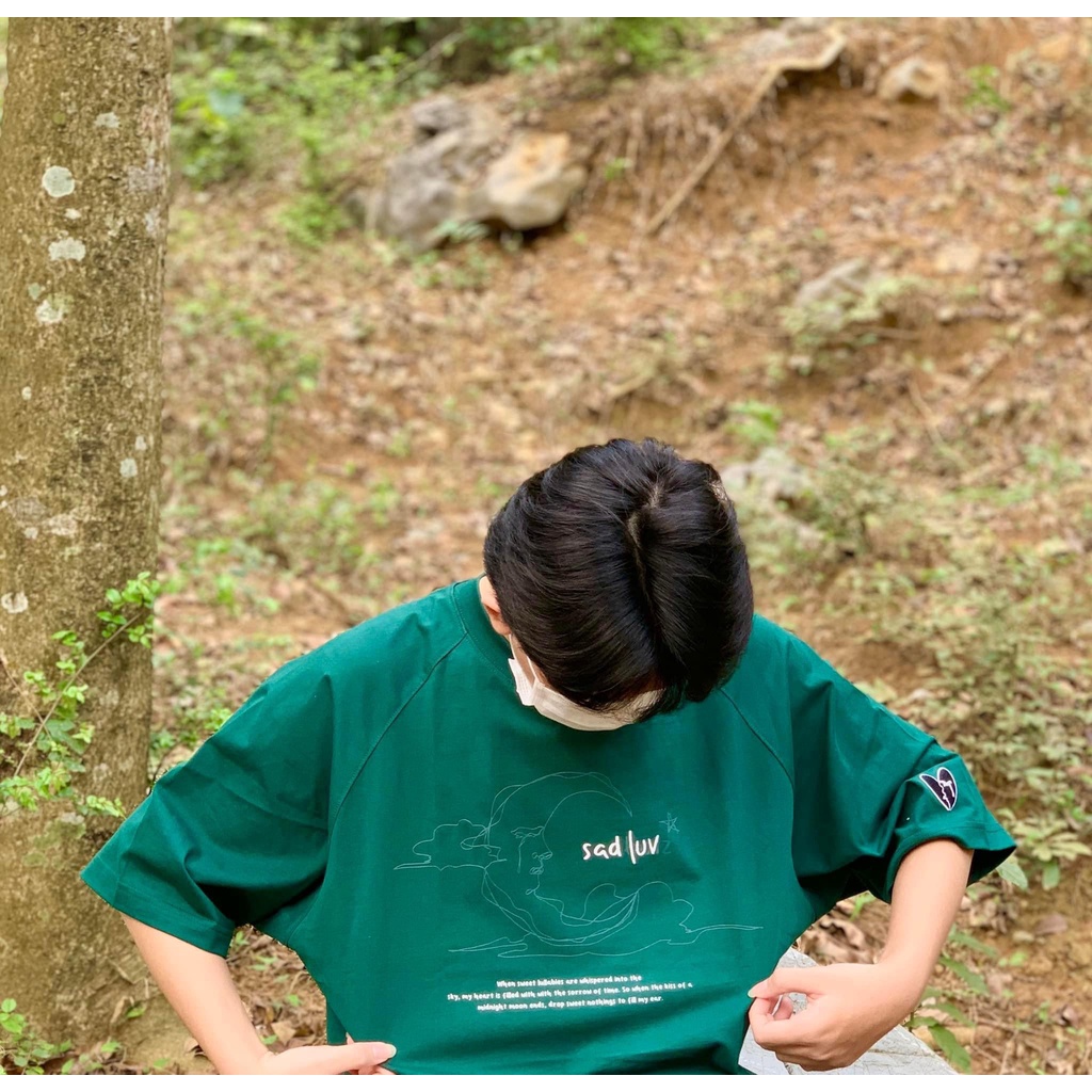 Áo Thun Tay Lỡ Nam Nữ Sad Luv Màu Xanh Màu Hồng Unisex Áo Phông Form Rộng