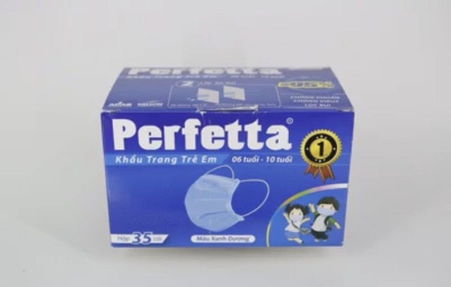 Khẩu trang y tế trẻ em ( 06-12 tuổi ) cao cấp Perfetta 3 lớp-Hộp 35 cái- Hàng đạt chuẩn xuất Châu Âu | BigBuy360 - bigbuy360.vn