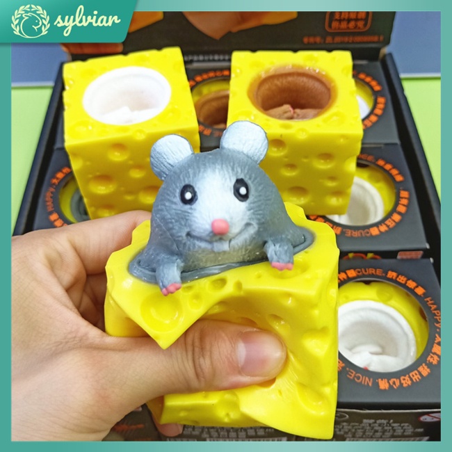 [sylviar] Đồ Chơi Cốc Đựng Bút Hình Chú Chuột Phô Mai Mềm Mại Giảm Căng Thẳng Đa Năng
