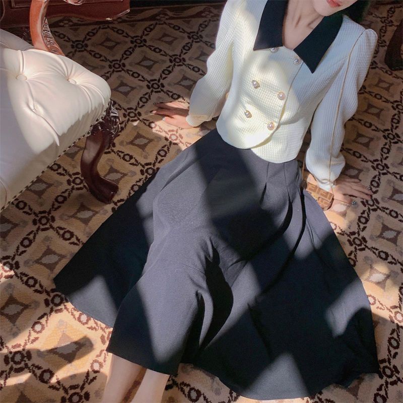 Phong Cách Thu Đông Mới!F &amp; X Bộ Áo Khoác Suit Chân Váy Chữ a Cao Cấp Phong Cách Chanel Pháp Thanh Lịch Cao Cấp