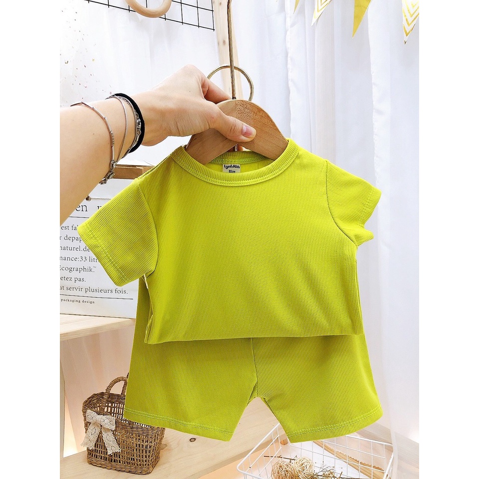 Bộ cộc tay tăm lạnh kiểu dáng basic cực đẹp cho bé Namkidshop