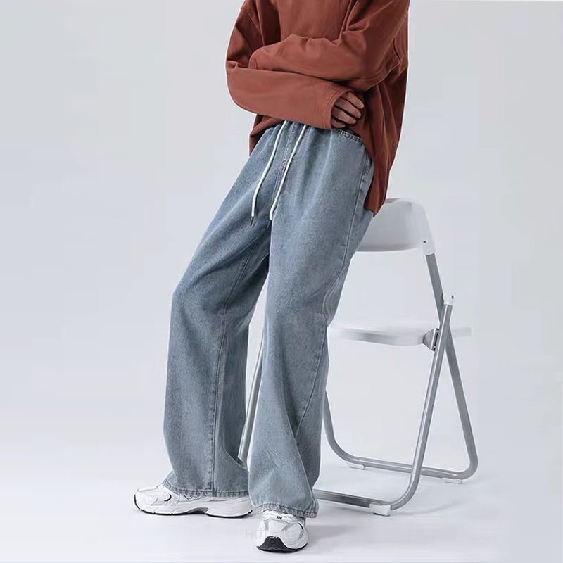 Quần Jean Dài Ống Rộng Phong Cách Retro Thời Trang Hàn Quốc Cho Nam