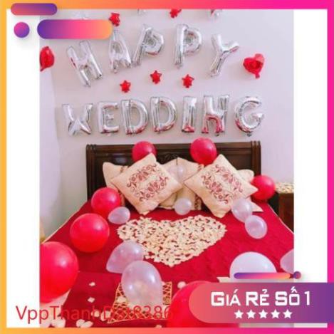 (Sale)  Bóng nhũ Bóng chữ Happy Wedding trang trí đám cưới