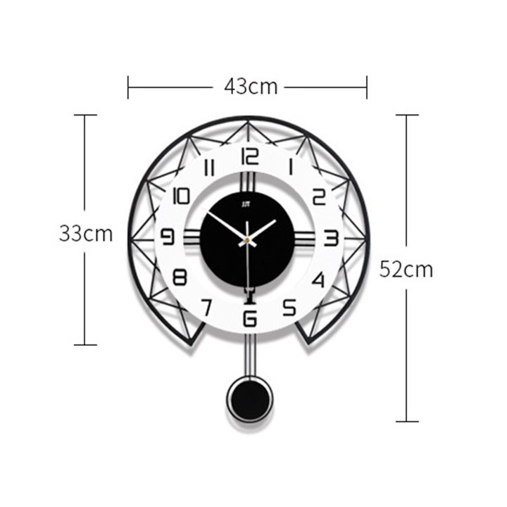 Đồng hồ treo tường - Đồng hồ trang trí, có quả lắc chuyển động, kim trôi yên tĩnh, kích thước lớn