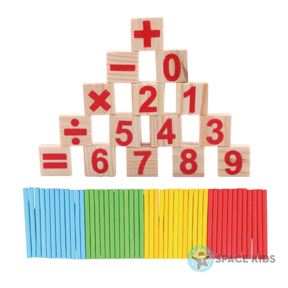 Đồ chơi giáo dục Hộp que tính gỗ học toán thông minh cho bé Space Kids