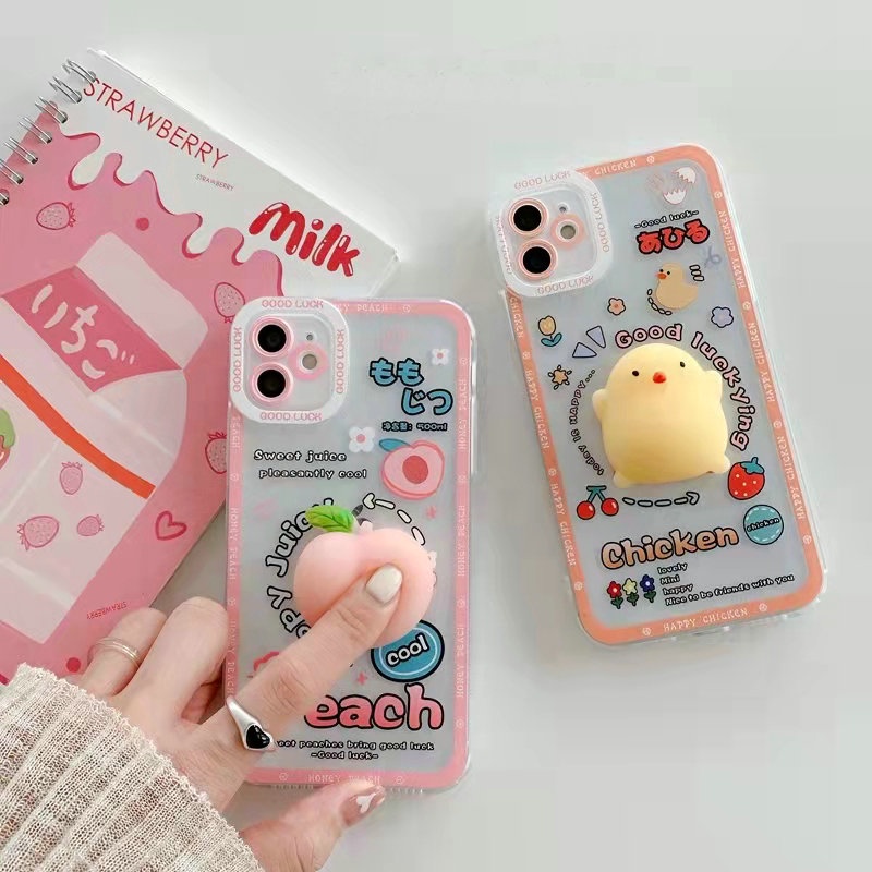 Casing Realme C53 C55 C31 C35 C21 C15 C12 Narzo 20 30A 50A Prime C25 C25S C20 C11 2021 9i 9 9Pro+ 8 Pro Pro+ 5 5i 5s C2 C1 Cute Cartoon Peach Duck Decompression Clear Shockproof Soft Phone Case Angel Eyes Color Painting Back Cover STD 03