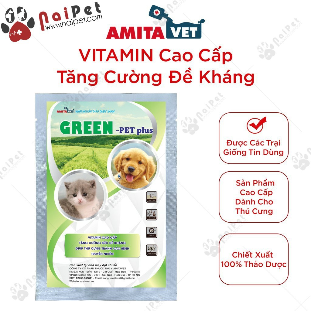 Bột Bổ Sung Canxi Vitamin Dưỡng Lông Giải Nhiệt Thải Độc Tố Tăng Đề Kháng Amitavet 35g