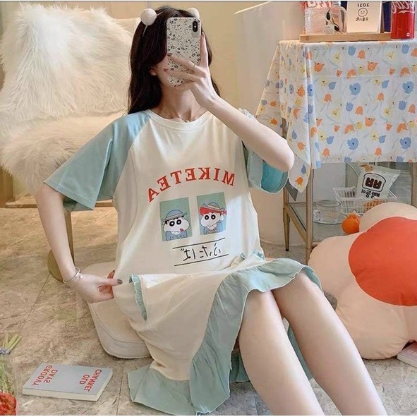 Váy bầu mùa hè Dambauxinh-L1068 Đầm bầu thiết kế mặc được sau sinh chất cotton freesize dưới 70kg