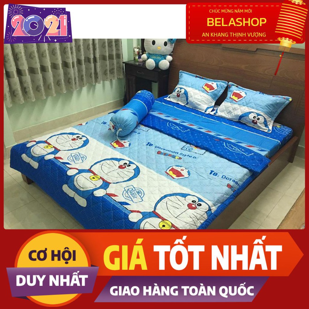 Bộ ga gối kèm vỏ gối ôm 2m2 Drap Cotton Poly Vikona mã GGO16