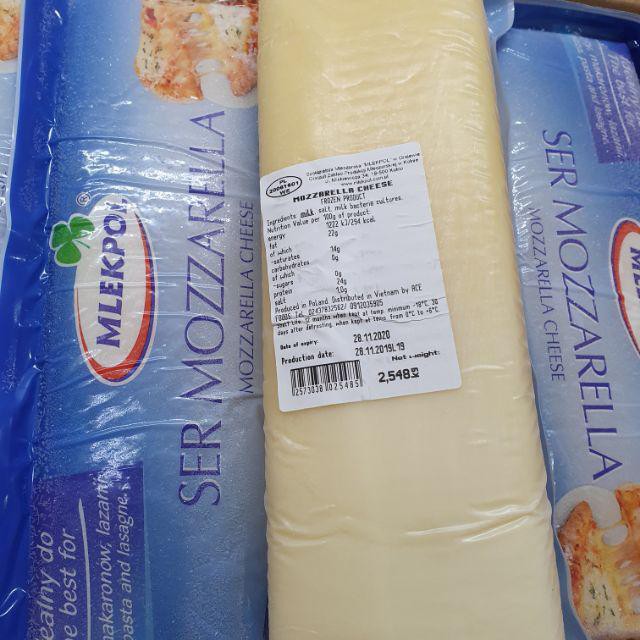 Phô mai (phomai) cheese mozzarella Balan Mlekpol khối 2,5kg Ba Lan