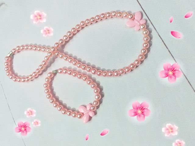 Combo bộ dây chuyền và lắc tay giả ngọc trai cho bé nhiều màu