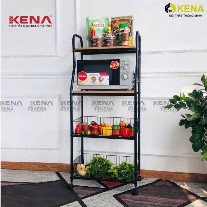 Kệ Để Lò Vi Sóng Gỗ Kết Hợp Khung Sắt Đa Năng 4 Tầng Lắp Ghép KENA KN177 Hàng Việt Nam Chính Hãng | BigBuy360 - bigbuy360.vn