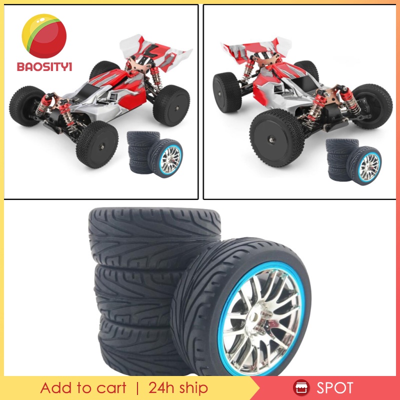 Bánh xe cao su 4x 66mm RC BAO1-8 cho xe đồ chơi điều khiển từ xa WLtoys 144001 Mô hình xe vượt địa hình HSP