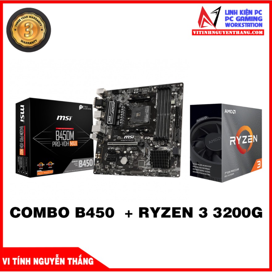 COMBO MSI B450M PRO VDH + CPU AMD RYZEN 3 3200G