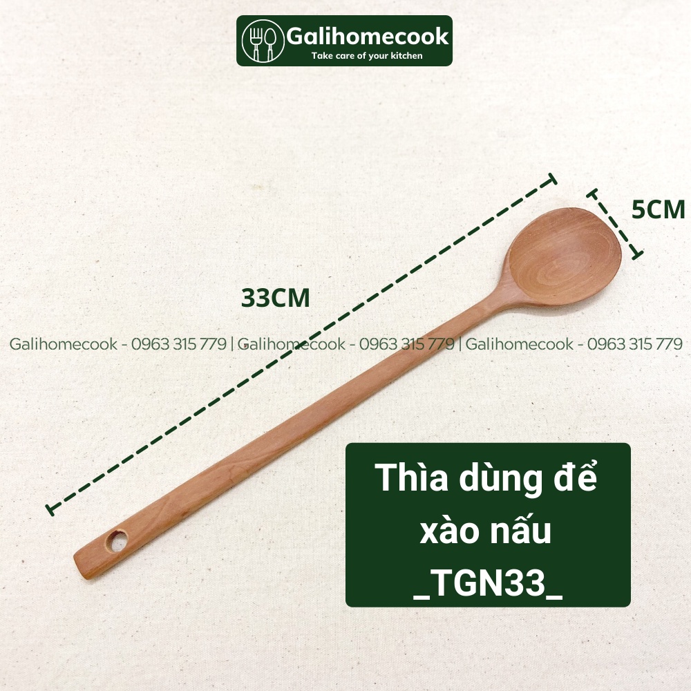 Thìa xào nấu bằng gỗ nhãn bền đẹp, tiện lợi | Galihomecook TGN33