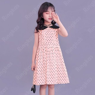 Đầm Cổ Bẻ Thiết Kế Xinh Xắn Thời Trang Cho Bé Gái Từ 2-10 Tuổi