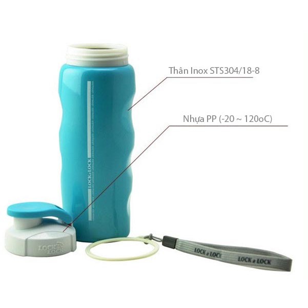 Bình nước thể thao Inox 304 Lock&amp;Lock LHC212 550ml màu xanh