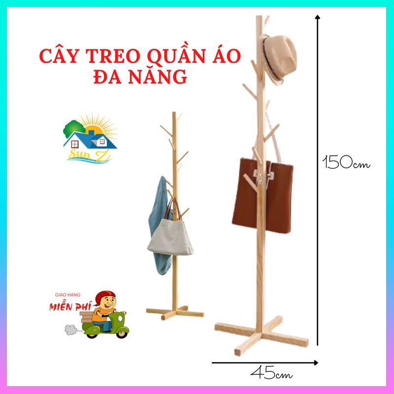 Cây Treo Quần Áo Đứng Bằng Gỗ Nội Thất Dễ Lắp Ráp