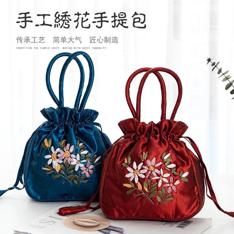 Túi vải cầm tay thêu họa tiết thủ công đựng điện thoại tiền xu dành cho phụ nữ lớn tuổi