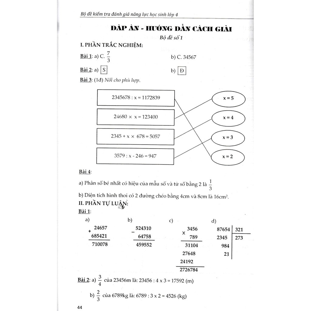 Sách - Bộ Đề Kiểm Tra Đánh Giá Năng Lực Học Sinh Lớp 4 Tập 2