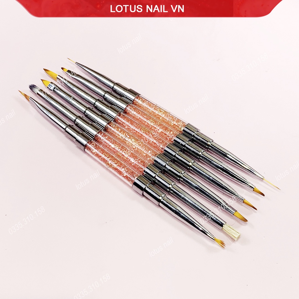 Cọ vẽ nail 2 đầu cán đá cao cấp tiện lợi lông chồn mềm mượt