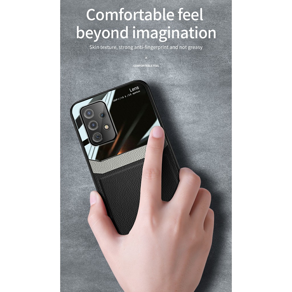 Ốp lưng Samsung Galaxy A72 / A72 5G chống sốc vân da kính chống bám bẩn cao cấp