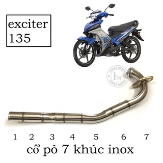 Cổ pô inox 32 ly xe exciter 135 150 hàn 7 khúc chất lượng cao