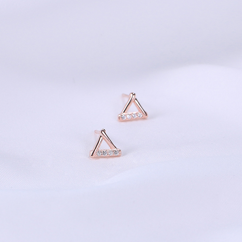 Bông Tai Korean Triangle CZ Stud Earrings for Women Girls Elegant Cute Simple Rhinestone Ear Studs  Fashion Jewelry