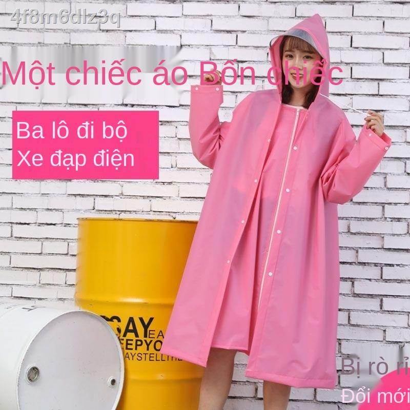 ✲☍♦Áo mưa nam và nữ học sinh tiểu cặp sách đi người lớn bộ toàn thân dài phần pin điện xe đạp những yêu thí