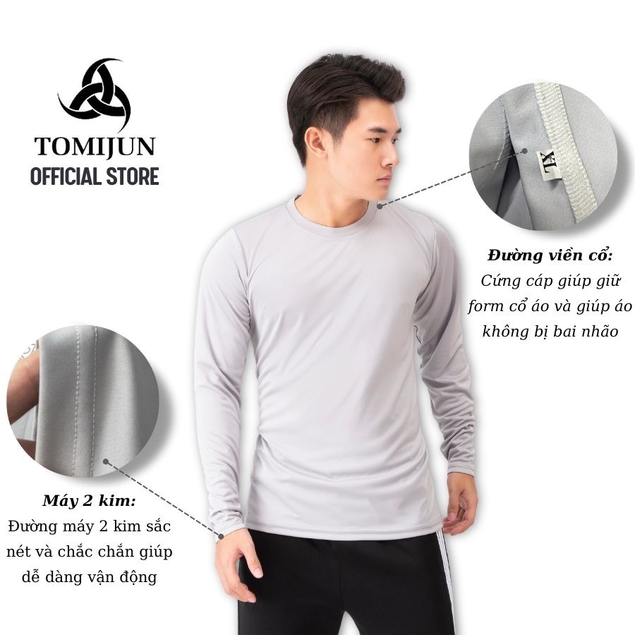 Áo thun nam tay dài TOMIJUN Giữ nhiệt thể thao nam co giãn, giữ ấm, màu sắc trẻ trung và năng động